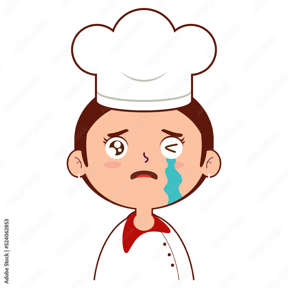 chef girl crying face cartoon cute chef girl crying face cartoon cute
