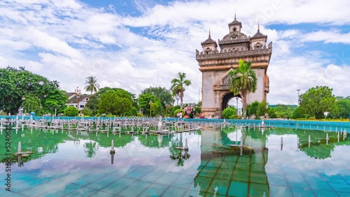 Patuxai Victory Monument of Vientiane Time Lapse, Laos