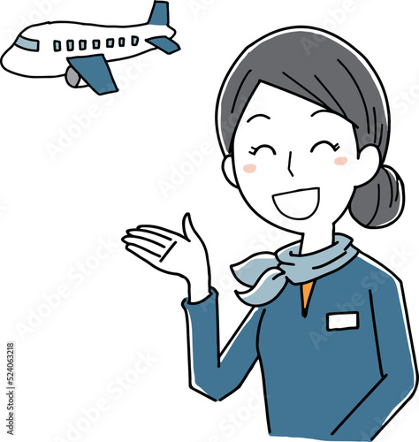 笑顔で案内するキャビンアテンダント