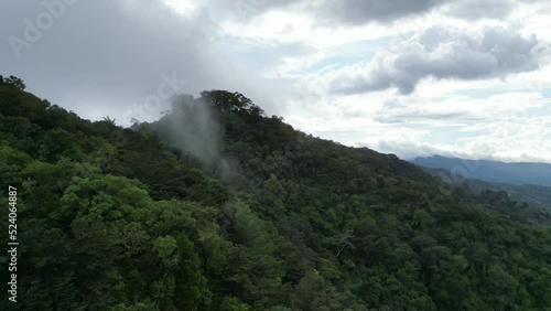 Drone footage of cloudy mointains in El Salvador photo
