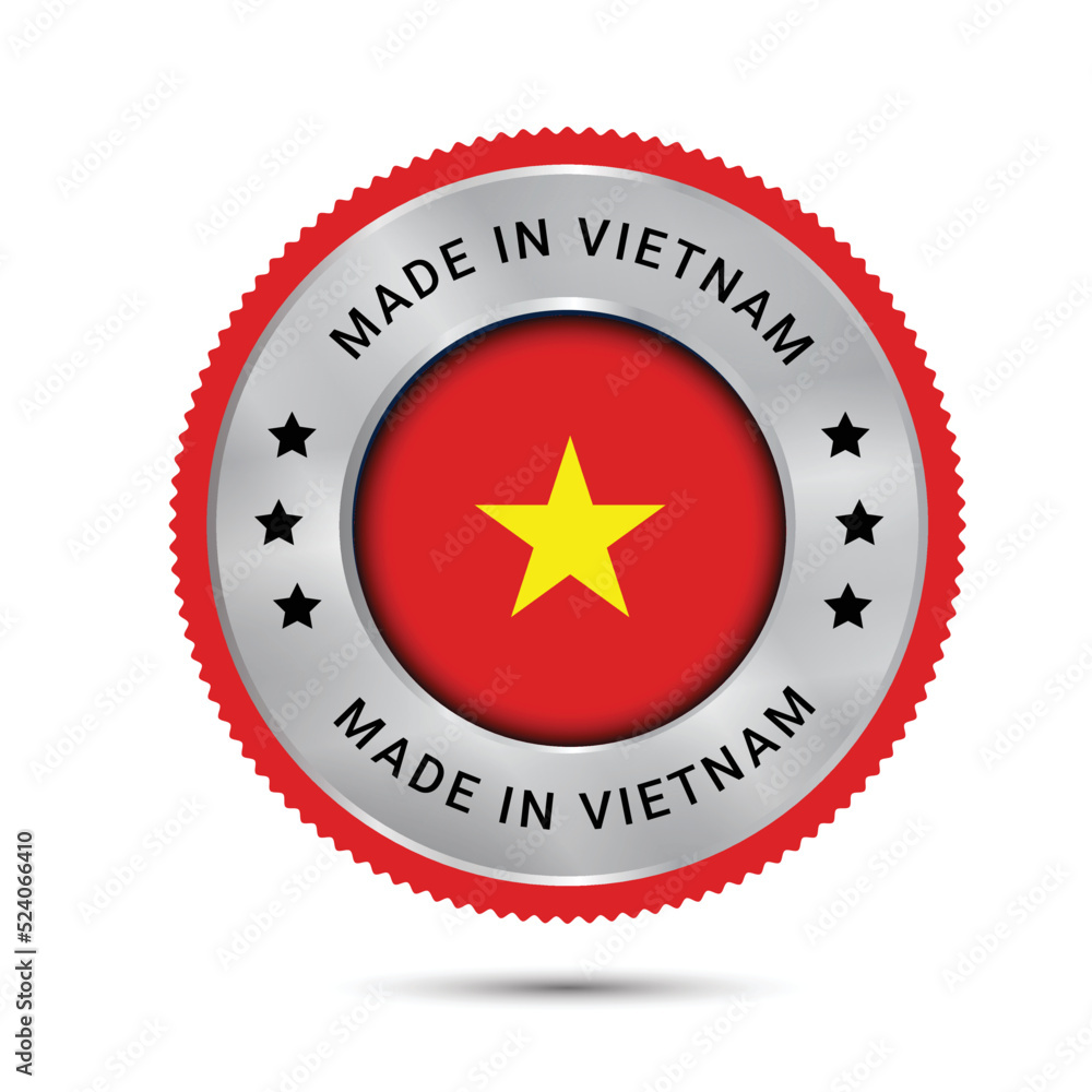Made in Vietnam round label, Modern made in Vietnam logo Made in Vietnam round label, Modern made in Vietnam logo