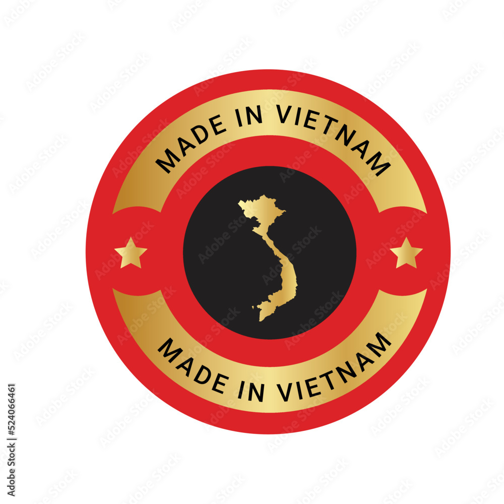 Made in Vietnam round label, Modern made in Vietnam logo Made in Vietnam round label, Modern made in Vietnam logo