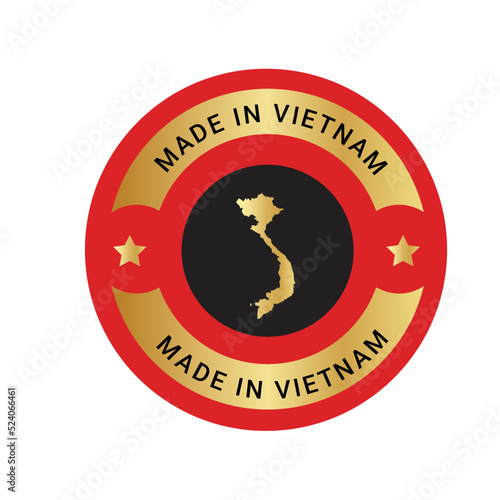 Made in Vietnam round label, Modern made in Vietnam logo