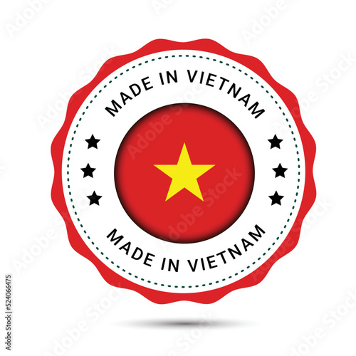 Made in Vietnam round label, Modern made in Vietnam logo