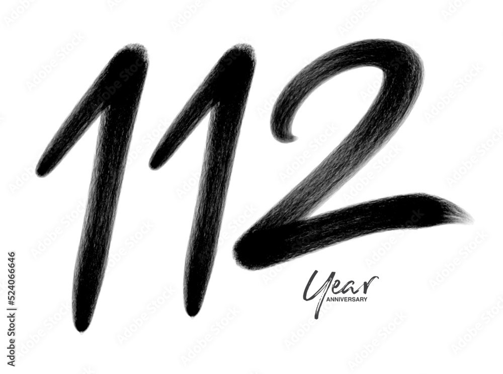 112 Years Anniversary Celebration Vector Template, 112 number logo design, 112th birthday, Black Lettering Numbers brush drawing hand drawn sketch, number logo design vector illustration 112 Years Anniversary Celebration Vector Template, 112 number logo design, 112th birthday, Black Lettering Numbers brush drawing hand drawn sketch, number logo design vector illustration