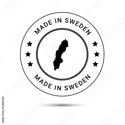 Made in Sweden round label, Modern made in Sweden logo