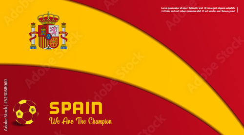 vector background spain flag with ball soccer , vector illustration and text, perfect color combination