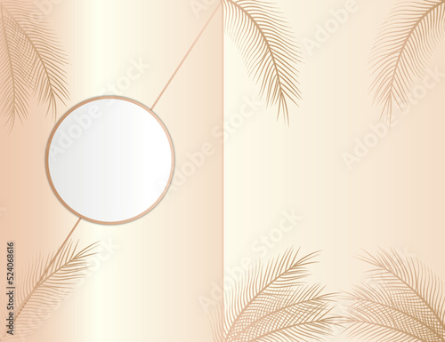 Blank palm leaves wedding invitation card design vector on early morning color