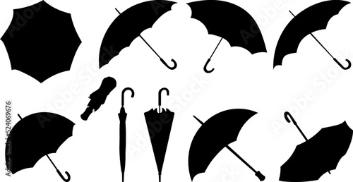 silhouette umbrellas set isolated, vector