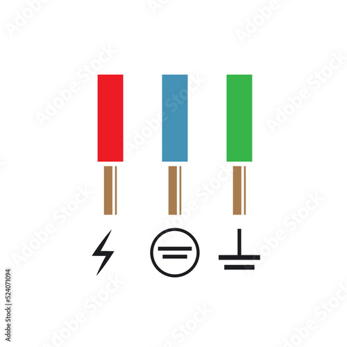 phase,neutral and ground cable vector icon element design
