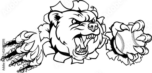 Bear Holding Baseball Ball ...