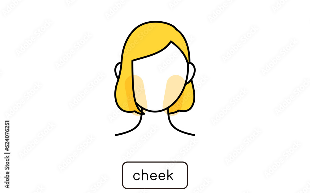 女性の脱毛イラスト パーツ別、ほほ 女性の脱毛イラスト パーツ別、ほほ