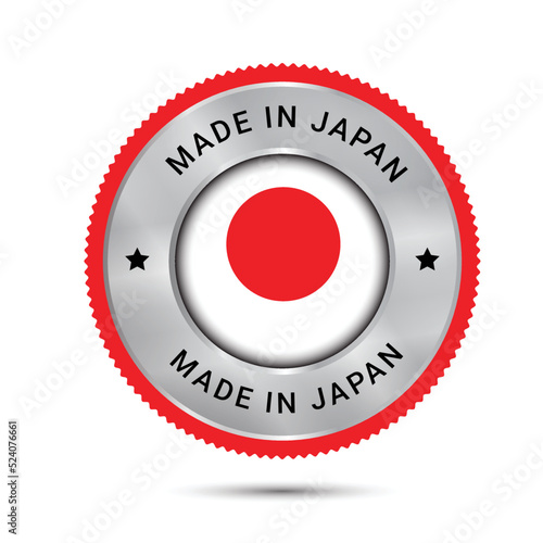 Made in Japan vector logo. Japan flag icon and trusts badges
