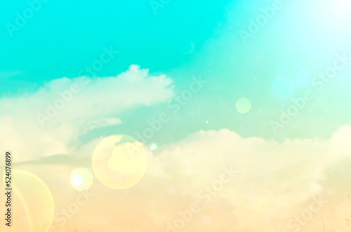 Fototapeta Naklejka Na Ścianę i Meble -  Soft cloudy is gradient pastel,Abstract sky background in sweet color.
Summer Holiday Concept: Abstract Blurred Light Beach with Autumn Sky Sky Background