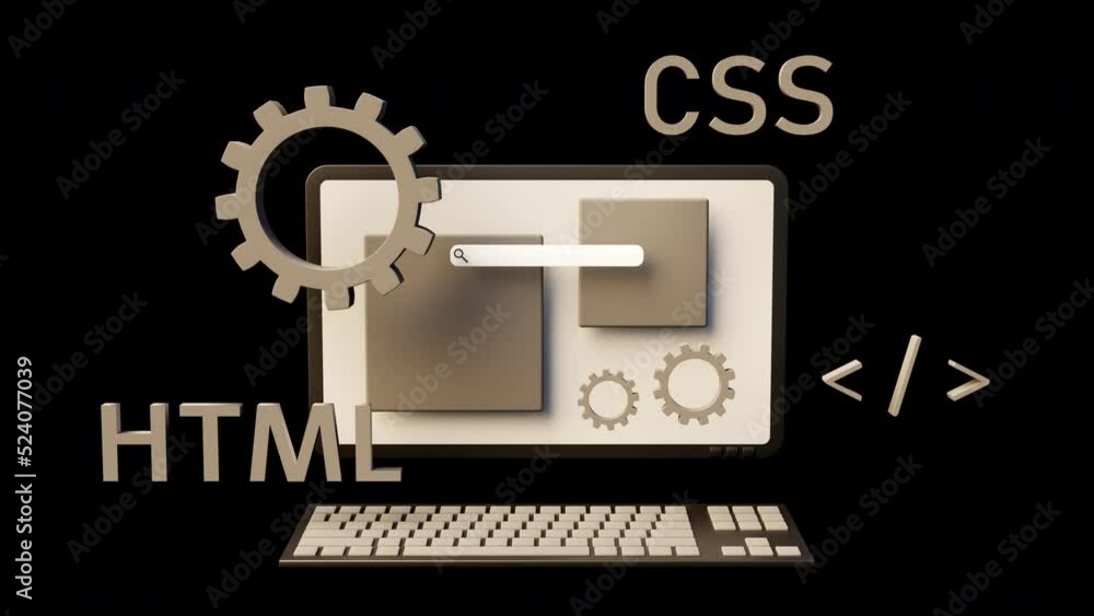 Web programming with css and html languages with close-up of a desktop ...