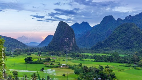 Wallpaper Mural Time lapse Sunset of Mountain Views in Vang vieng, Laos. Torontodigital.ca