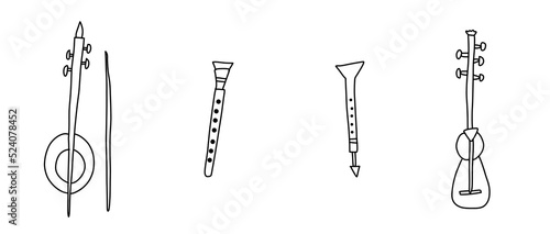 set of Armenian national instruments drawn in doodle style. Vector illustration