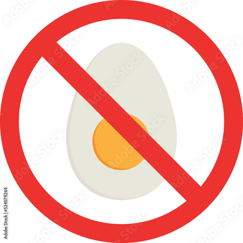 No egg sign or Eggs prohibited symbol. Forbidden signs and symbols.