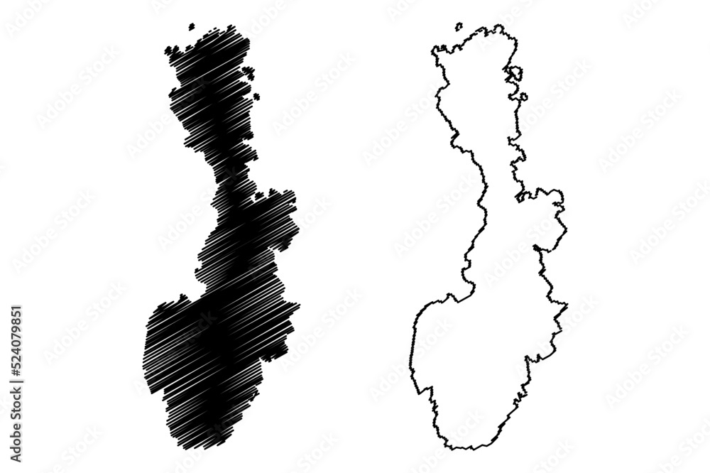 Balta island (United Kingdom of Great Britain and Northern Ireland, Scotland, Shetland islands) map vector illustration, scribble sketch Isle of Baltey map