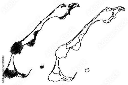 Magdalen Islands (Canada, Quebec Province, North America, Gulf of Saint Lawrence) map vector illustration, scribble sketch Iles de la Madeleine Menagoesenog map photo