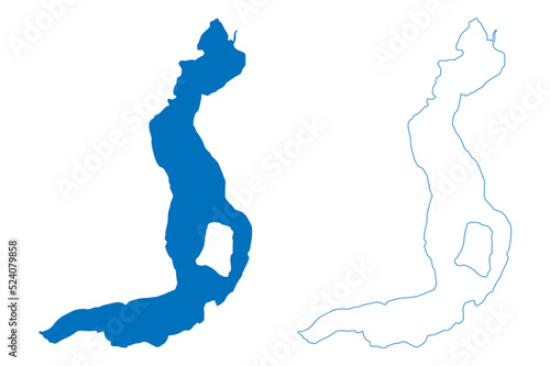 Lake Iseo (Italian Republic, Italy) map vector illustration, scribble sketch Sebino map