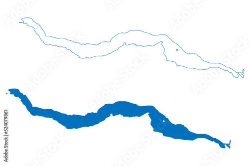 Lake Great Central (Canada, North America, Vancouver Island) map vector illustration, scribble sketch map