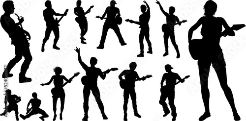 Guitarist Musicians Silhouettes Set