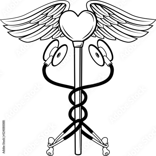 Heart Caduceus Stethoscope ...