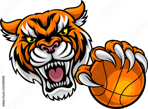 Tiger Holding Basketball Ba...