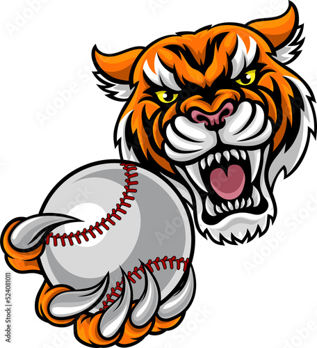 Tiger Holding Baseball Ball...