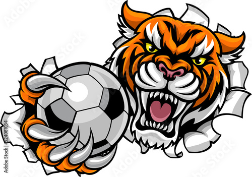 Tiger Holding Soccer Ball B...