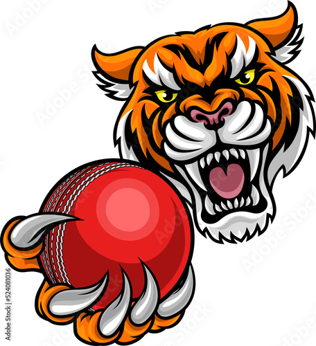 Tiger Holding Cricket Ball ...