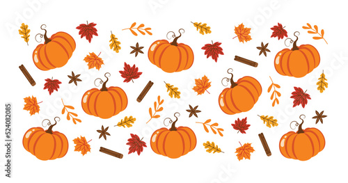 Fall Libbey Beer Glass Can Wrap, Pumpkin Pattern Glass Wrap Vector