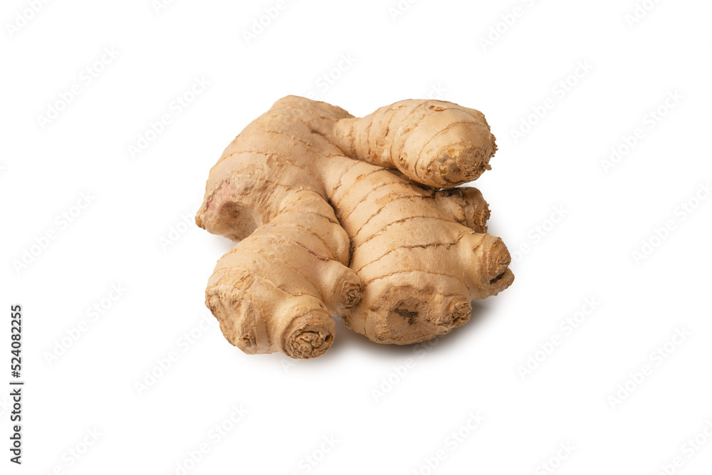 Ginger root isolated on white background.