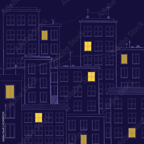 Tableau sur toile Night cuty illustartion on a plain background.