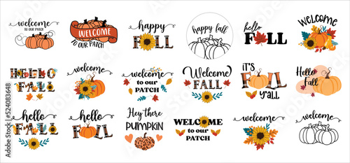 Fall Round Sign Bundle, Fall Sign Vector Set