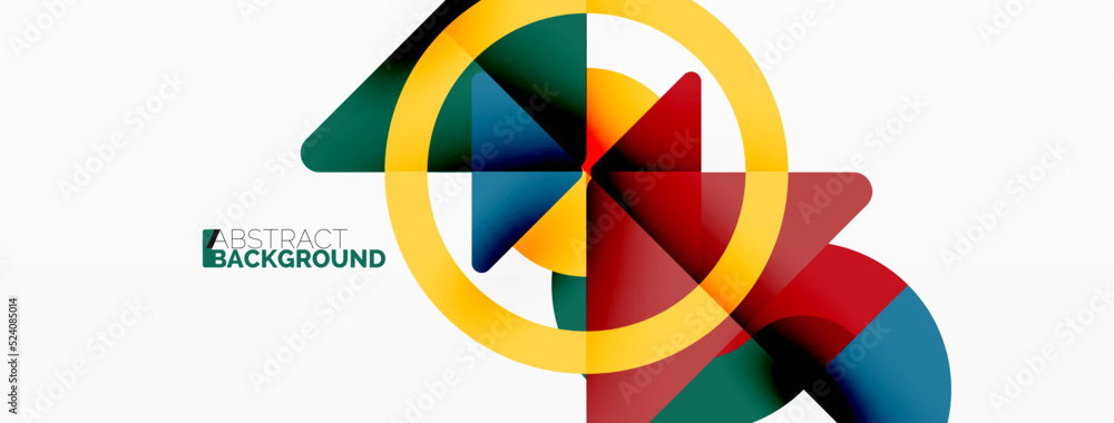 Obraz premium Creative geometric wallpaper. Minimal abstract background. Triangles and circles composition vector illustration for wallpaper banner background or landing page