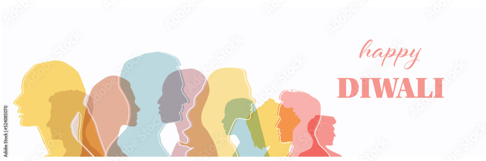 Vector abstract illustration for the Indian festival - Diwali, with people silhouette for poster. Vector abstract illustration for the Indian festival - Diwali, with people silhouette for poster.