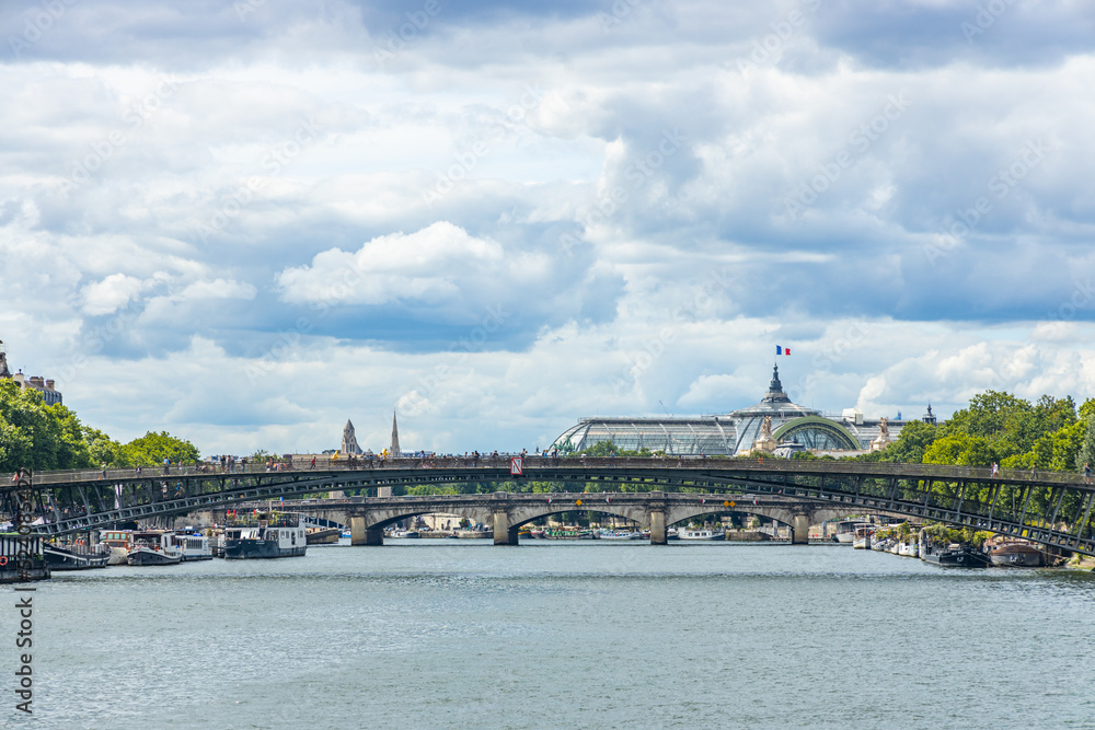 Léopold-Sédar-Senghor footbridge and the Seine river in Paris, France