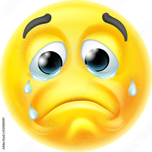 Crying Sad Emoticon Cartoon...