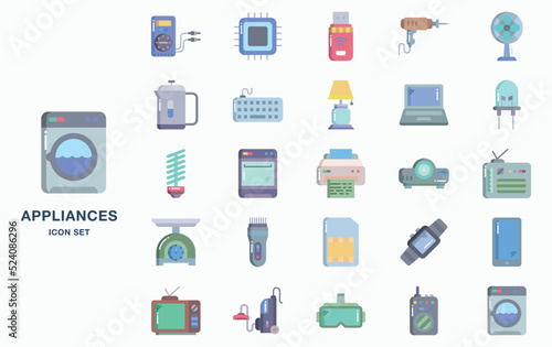 Electrical Devices and Home appliances icon set