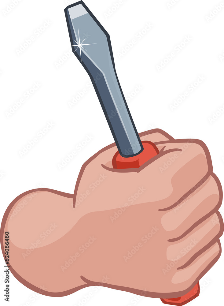 Electrician Handyman Hand Holding Screwdriver Electrician Handyman Hand Holding Screwdriver