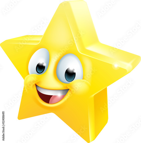 Star Happy Emoticon Cartoon...