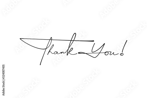 Thank You Text Lettering Handwritten Calligraphy style  isolated on white background, Greeting Card template elament,  vector illustration