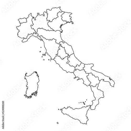 Italy Map with region borders. Vector illustration.
