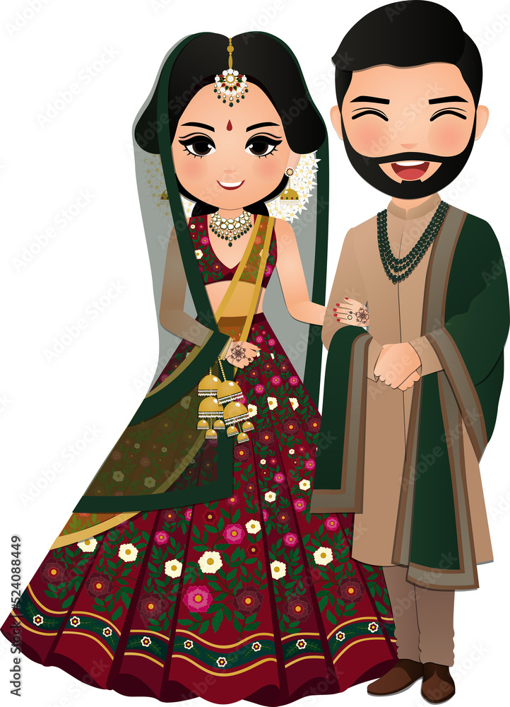 indian bride and groom cartoon