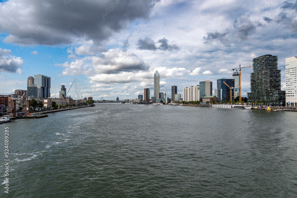 Central Rotterdam viewed from bridge in the Netherlands