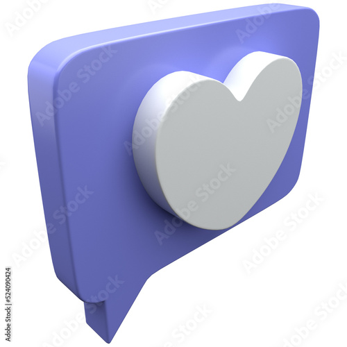 3d love notification illustration, for UI, poster, banner, social media post. 3D rendering