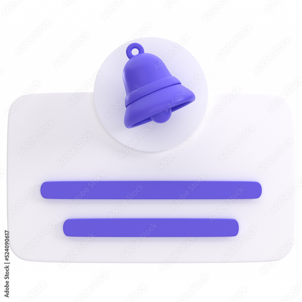 Fototapeta premium 3d reminder popup illustration, for UI, poster, banner, social media post. 3D rendering