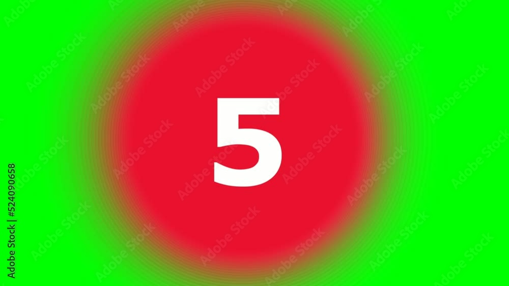 10 seconds countdown timer icon animation, isolated white number on red ...